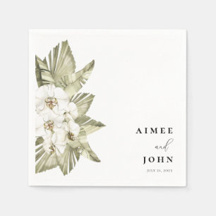 Witte Orchidee bruiloft cocktail servetten