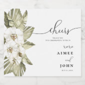 Witte orchidee bruiloft gunst sprankelende wijn la sparkling wijnetiket (Enkel label)