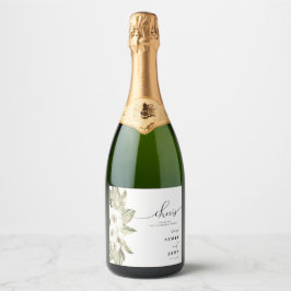 Witte orchidee bruiloft gunst sprankelende wijn la sparkling wijnetiket