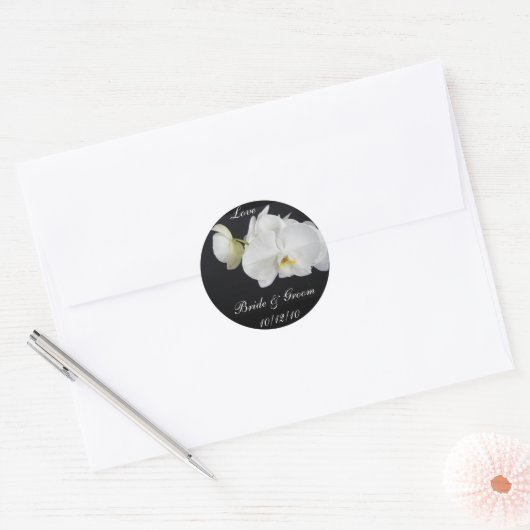 Witte Orchidee bruiloft Sticker (Envelop)