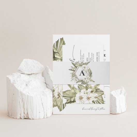 Witte Orchidee bruiloft uitnodiging buik band Uitnodigingen Wikkel