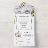 Witte orchidee chic bloem bruiloft luxe all in one uitnodiging (Binnen)