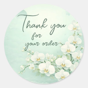 Witte orchidee Dank u voor uw bestelling Ronde Sticker