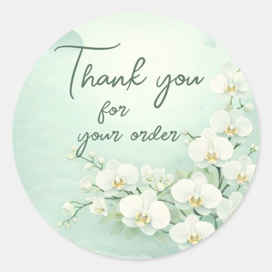 Witte orchidee Dank u voor uw bestelling Ronde Sticker (Voorkant)