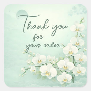 Witte orchidee Dank u voor uw bestelling Vierkante Sticker