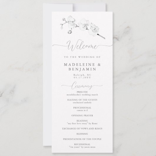 Witte Orchidee Eenvoudige Elegante Formele Huwelij (Voorkant)