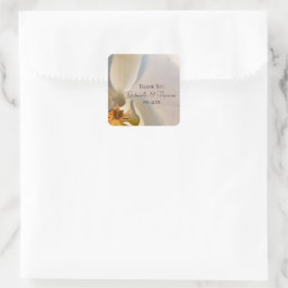 Witte Orchidee Elegance Bruiloft Dank u Favor Tag Vierkante Sticker