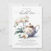 Witte Orchidee Elegant Set Script Bruids Thee Douc Kaart (Voorkant)