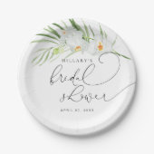 witte orchidee | Elegant tropisch Vrijgezellenfees Papieren Bordje (Voorkant)