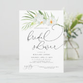 witte orchidee |Elegant Tropisch Vrijgezellenfeest Kaart (Staand voorkant)