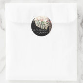 Witte Orchidee Elegant Zwart Khaki Bloemengroen Ronde Sticker (Tas)