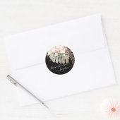 Witte Orchidee Elegant Zwart Khaki Bloemengroen Ronde Sticker (Envelop)