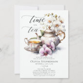 Witte orchidee elegante set chique bruids thee dou kaart (Voorkant)