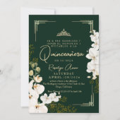 Witte orchidee Emerald Green Princess Quinceañera Kaart (Voorkant)