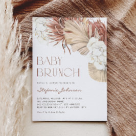 Witte Orchidee en Gedroogde Palm Boho Baby Brunch Kaart