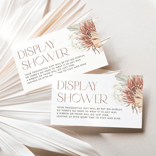 Witte orchidee en palmbladeren Boho Display Shower Informatiekaartje