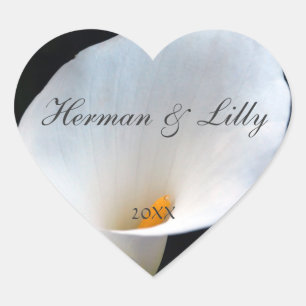 Witte Orchidee gepersonaliseerde hart bruiloft Sti Sticker
