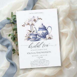 Witte Orchidee Hampton Toile Chic Bruids-Thee Borr Kaart
