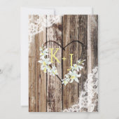 Witte orchidee houten kant rustieke bruiloft kaart (Achterkant)