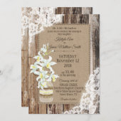 Witte orchidee houten kant rustieke bruiloft kaart (Voorkant / Achterkant)