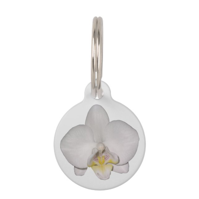 Witte Orchidee Huisdierentag Huisdierpenning (Voorkant)