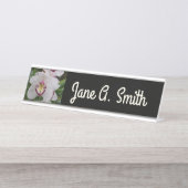 Witte Orchidee II Elegante Bloem Bureau Naambordje (Voorkant)