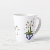 Witte Orchidee in Chinees Keramiek Kom Latte Mok (Rechterhoek)