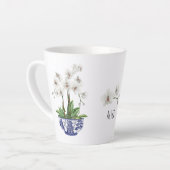 Witte Orchidee in Chinoiserie Bowl Keramiek Latte Mok (Linkerhoek)