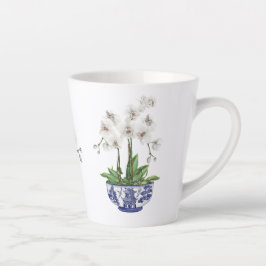 Witte Orchidee in Chinoiserie Bowl Keramiek Latte Mok