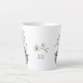 Witte Orchidee in Chinoiserie Bowl Keramiek Latte Mok (Voorkant)
