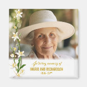 Witte orchidee lelie begrafenis foto magneet (Voorkant)