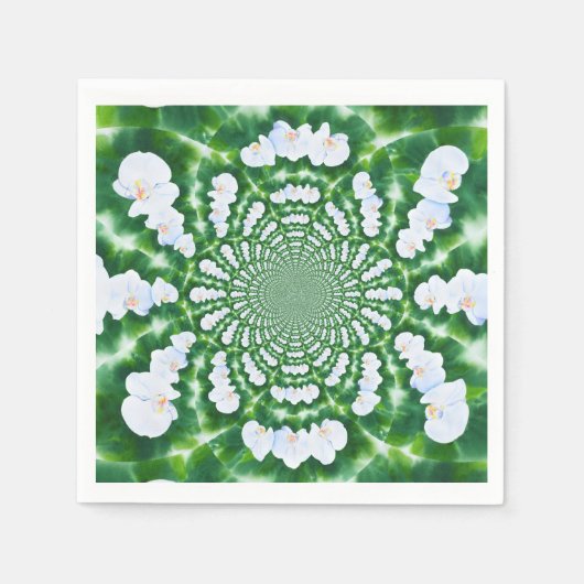Witte Orchidee Mandala Servetten (Voorkant)