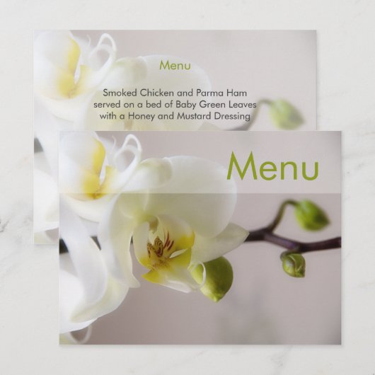 Witte orchidee · Menu Briefkaart (Voorkant / Achterkant)