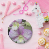 Witte orchidee met paars op een papieren bord (Feest)