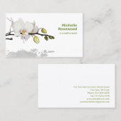 Witte orchidee met reflectie op water visitekaartje (Voorkant / Achterkant)