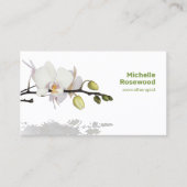 Witte orchidee met reflectie op water visitekaartje (Voorkant)