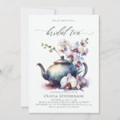 Witte Orchidee Moderne Klassieke Bruidstheesalon Kaart (Voorkant)