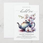 Witte Orchidee Moderne Klassieke Bruidstheesalon Kaart (Voorkant / Achterkant)