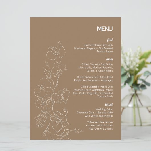 Witte Orchidee · Moderne Tropische bruiloft Menu (Staand voorkant)
