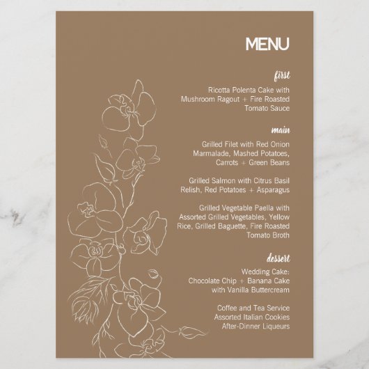 Witte Orchidee · Moderne Tropische bruiloft Menu (Voorkant)