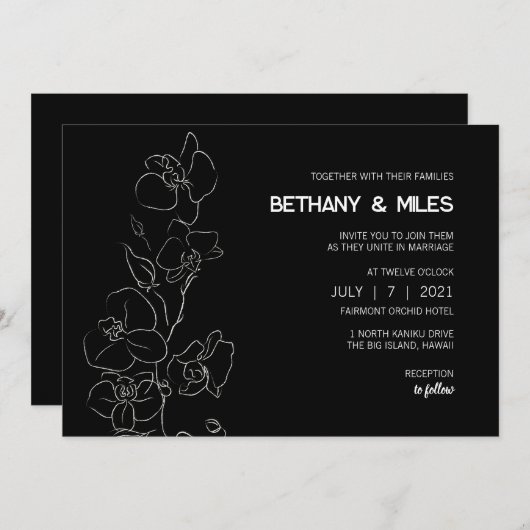 Witte Orchidee · Moderne tropische uitnodiging (Voorkant / Achterkant)