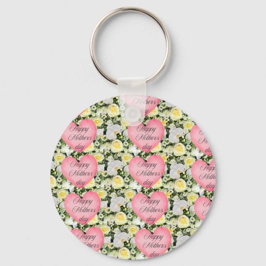witte orchidee-Moederdag Sleutelhanger (Voorkant)