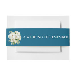 Witte Orchidee Ocean Blue Uitnodiging Buik Bands Uitnodigingen Wikkel