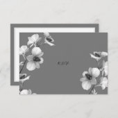 Witte Orchidee op Grijze RSVP Kaart (Voorkant / Achterkant)