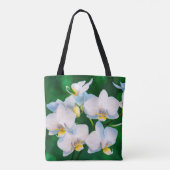 Witte orchidee op groen tote bag (Achterkant)