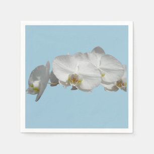  witte orchidee op lichtblauw servetten