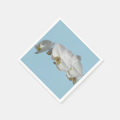  witte orchidee op lichtblauw servetten (Hoek)