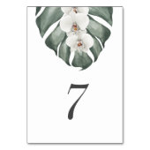 Witte Orchidee op Monstera Tropische Bruiloft Kaart (Achterkant)