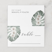 Witte Orchidee op Monstera Tropische Bruiloft Plaatskaartje (Buitenkant ongevouwen)