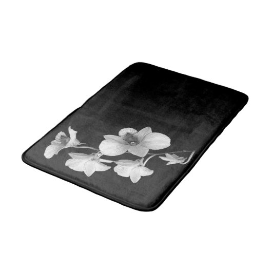 Witte orchidee op zwarte badmat II (Gekanteld)